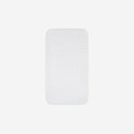 Top view of a white cotton face towel laid flat with rounded corners, shown on a white background.