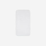 Top view of a white cotton face towel laid flat with rounded corners, shown on a white background.